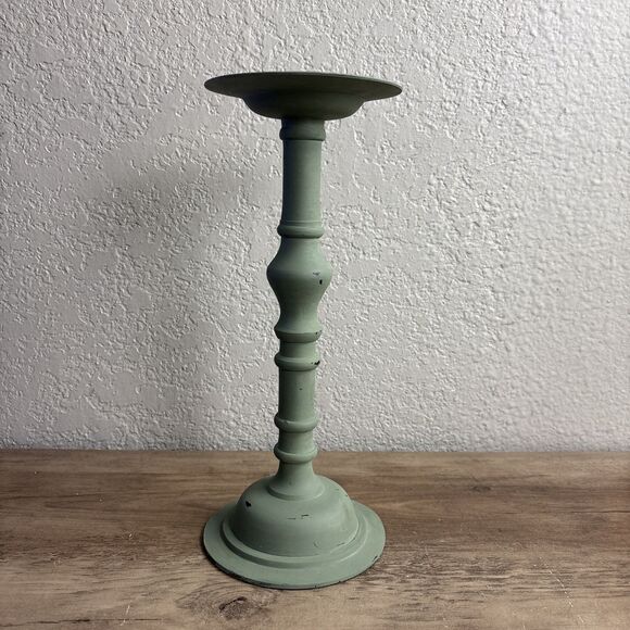Pillar Candle Holder Metal Painted Rustic Country - Picture 1 of 8